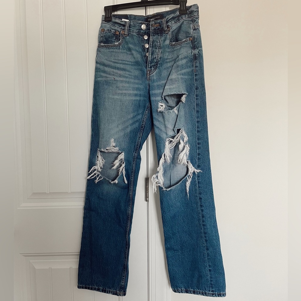 Aeropostale 90s Baggy Ripped Jeans Medium Wash